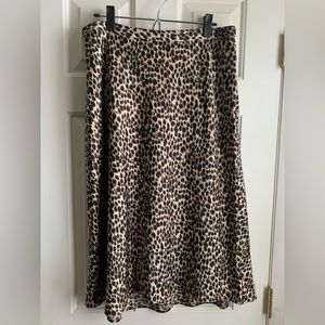 J. Crew size Large leopard print midi skirt pull-on printed bias NWT